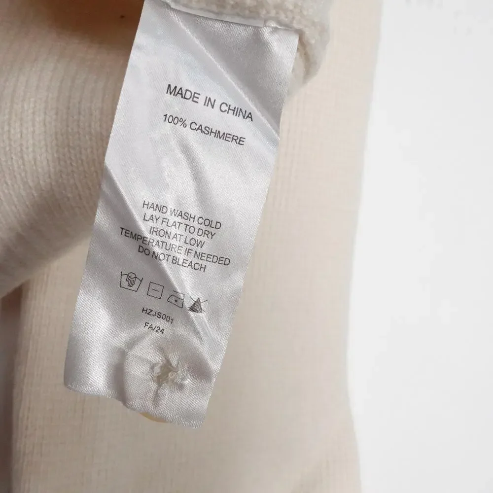 New Quince Small Mongolian Cashmere Button Up Structured Cardigan Sweater Ivory